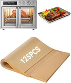 125PCS Air Fryer Liners for Midea Flexify French Door Toaster Oven Air Fryer Combo 26.4 QT, Non-stick Disposable Baking Parchment Paper Sheets Easy Cleanup Compatible with Black+Decker TO62D5-1SD