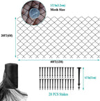 Koi Pond Netting for Leaves 20x40 Ft, 1/2 in Strong Woven Fine Mesh Pond Leaf Net Cover, Protecting Koi Fish from Herons, Raccoons, Birds, Cats & Predators, 28 Pcs Stakes Included
