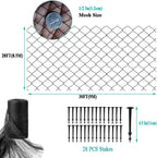 Koi Pond Netting for Leaves 30x30 Ft, 1/2 in Strong Woven Fine Mesh Pond Leaf Net Cover, Protecting Koi Fish from Herons, Raccoons, Birds, Cats & Predators, 28 Pcs Stakes Included