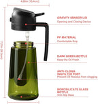 Oil Sprayer for Cooking, Kitchen Goddess 2 in 1 Spray and Pour Olive Oil Dispenser 16oz 450ml Glass Oil Spray Bottle, Mist Olive Oil Dispensing, Air Fryer, Dark Green (black)