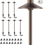 ZONEGRACE 8 Pack Solid Brass Low Voltage Pathway Lights,Outdoor Wired LED Landscape Path Lights,AC/DC 12V Bronze Pathway Lighting for Walkway Garden Yard,UL Listed Cord,Without Replacement Bulbs