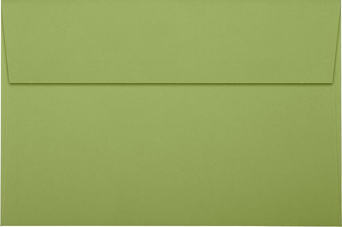 LUXPaper A9 Invitation Envelopes | Peel & Press | 5 3/4" x 8 3/4" | Avocado Green | 80lb. Text | 50 Qty