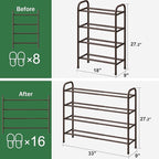 Metal Shoe Rack, Expandable Metal Shoe Rack for Closet, Entryway & Hallway (Brown, 4-Tier_Long)