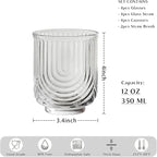 INSETLAN Vintage Glassware Arch Design Glass cups Set of 4, Fashioned Ripple Glassware Highball Glass, Classic Transparent Cocktail Glasses, for Bar Beverages Ice Coffee Juice Water (4pcs-S)