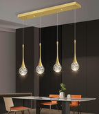 4-Lights Modern Pendant Lights for Kitchen Island LED Dimmable Crystal Glam Ceiling Pendant Lighting Chandelier for Dining Room Hallway Bedroom Gold