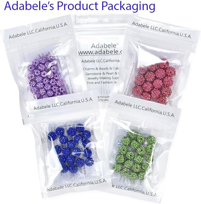 100pcs Adabele Grade A Suncatcher Crystal Rhinestone Pave Loose Beads 10mm Jet Black Polymer Clay Disco Ball Spacers Compatible with Shamballa All Craft Jewelry Making DB10-23