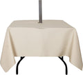 Outdoor Tablecloth Wrinkle-Free Stain Resistant Waterproof Polyester Fabric Table Cover with Zipper Umbrella Hole for Picnic/Party/Dinner/Patio Garden(60×60inch Square,Zippered,Nature)