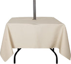 Outdoor Tablecloth Wrinkle-Free Stain Resistant Waterproof Polyester Fabric Table Cover with Zipper Umbrella Hole for Picnic/Party/Dinner/Patio Garden(60×60inch Square,Zippered,Nature)
