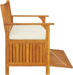 Gecheer Storage Bench Rustic Solid Acacia Wood 120x63x84 cm for Garden Outdoor Patio