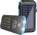 YELOMIN Solar Charger, 20000mAh Portable Type-C Solar Power Bank with 4 Cables, Waterproof Battery Pack, Outdoor External Backup Power Charger Six Outputs/LED Flashlights, Perfect for Camping Travel