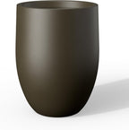 Kante Tall Concrete Planter, 21.7-Inch Height Dark Brown Large Indoor Outdoor Plant Pot with Drainage Hole for Patio Garden Home, Modern Decor for Flowers and Tree