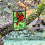 Hanging Solar Lantern Outdoor Decorative Waterproof LED Solar Cardinal Lights Tabletop Lamp for Outdoor Patio Garden
