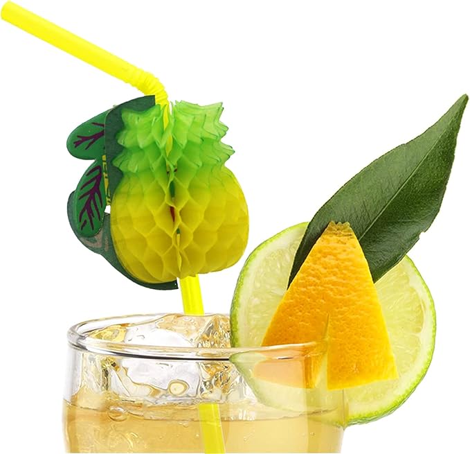 BLUE TOP Tropical Fruit Straws 9.65 Inch 100 PCS Colorful Fruit design Drinking Straws for Cocktail,Milkshake,Juice, Decoration & Add Atmosphere for Party,Bar