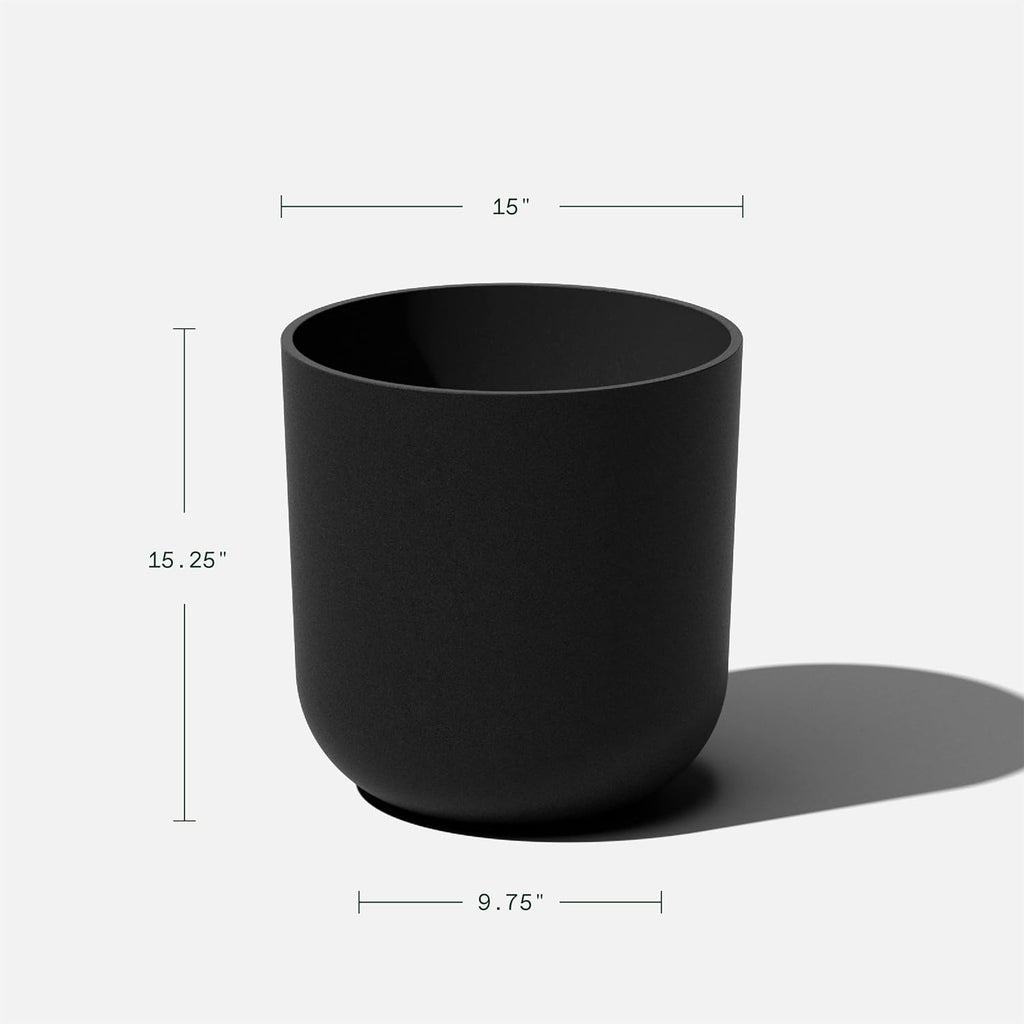 Veradek Round Black Plastic Planter Pots for Indoor/Outdoor Garden Use, with Drainage Holes, Suitable for Small to Large Succulent Plants, Flowers, Modern Interior Plants