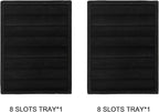 Frebeauty Small Jewelry Tray Set,Velvet Ring Organizer,Stackable Jewelry Organizer Tray,Mini Jewelry Drawer Organizer,4.92 x 3.74 x 0.9 Inches,7 Slots Ring Tray for Women (Set 2,Black)