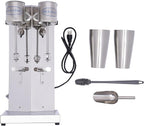 Milk Shaker Machine Double Head, 110V Commercial Stainless Steel Milk Shaking Machine, Electric Milkshake Maker with 2Pcs 800ml Cups, Speed Adjustable