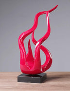 Abstract Sculpture Decor Modern Arts Flame Figurine Table Centerpiece Statue Polyresin Red 16.5 inch