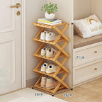 YYW Bamboo Shoe Rack for Entryway,Installation-Free and Foldable Vertical Shoe Storage Organizer,Free Standing Shoe Racks Shelf Closet Shoe Organizer for Living Room (Nature-5 Layers)