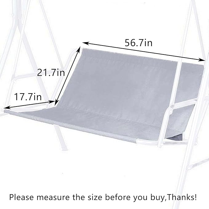 Swing Seat Cover Replacement, 600D Thickened Oxford Waterproof Chair Bench Cover Outdoor Cushion for 2/3 Seat Patio Garden Swing Chair (Grey, XL - 56.7x21.7x17.7in)