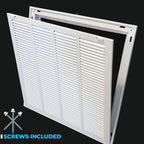 HVAC Premium 10 x 12 Duct Opening Steel Return Air Filter Grille, for 1-inch Filter, Removable Door, Flat Stamped HVAC Vent Cover Grille, Outer Dimensions 12.5 x 14.5