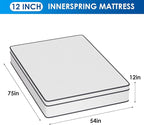 PayLessHere 12 Inch Full Innerspring Mattress in a Box with Bamboo Charcoal Gel Memory Foam Fiberglass Free CertiPUR-US Certified Medium Firm Spring Mattress Pressure Relief,Full