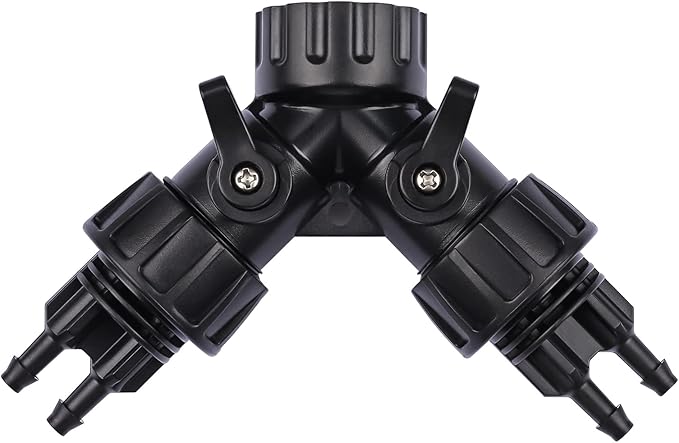 1/4 Inch Drip Irrigation Tubing to Faucet Adapter Connector, 2 Way Y Splitter for 3/4" Inch Garden Hose to 1/4 Inch Drip Irrigation Hose