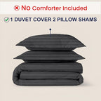 Kotton Culture 3 Pc Queen Size Duvet Cover Set- 100% Egyptian Cotton Sateen 600 TC Ultra Soft Premium Durable Comforter Cover Zipper Closure & Corner Ties (Striped Dark Grey, Queen/Full 90" X 90")