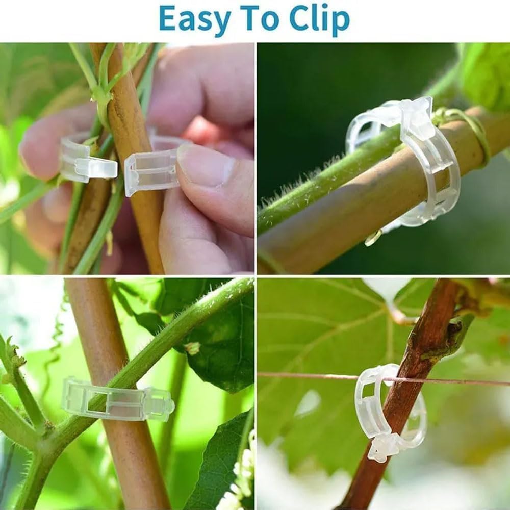 Plant Support Clips, Reusable Garden Clips Plant Holder Clips, Plastic Tomato Vine Grape Clips for String Trellis Plant Clips for Climbing Plants Support Outdoor Indoor Gardening Supplies (150, White)