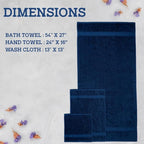Casa Lino 100% Cotton Bath Towels Set of 4 (1 Bath Towel, 1 Hand Towel & 2 Wash Cloths) - Bathroom Towels and Washcloths Set - Complete Bathroom Set - Guest Room Essentials - (Cobalt Blue)