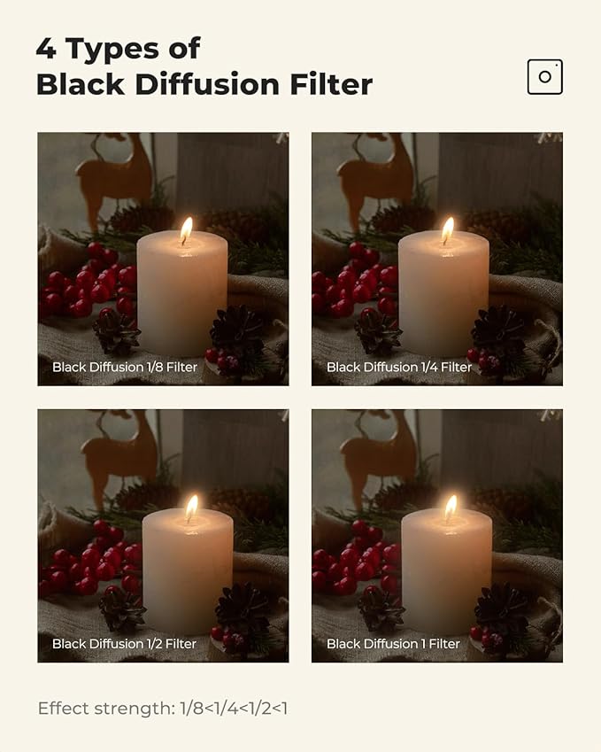 K&F CONCEPT 52mm Black Diffusion 1/4 Filter Mist Cinematic Effect Filter with 28 Multi-Layer Coatings Waterproof/Scratch Resistant for Video/Vlog/Portrait Photography