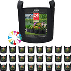 JERIA 24-Pack 7 Gallon Nonwoven Grow Bags, Plant Grow Bags，Heavy Duty Aeration Fabric Pots with Durable Handles, Come with 24 Pcs Plant Labels