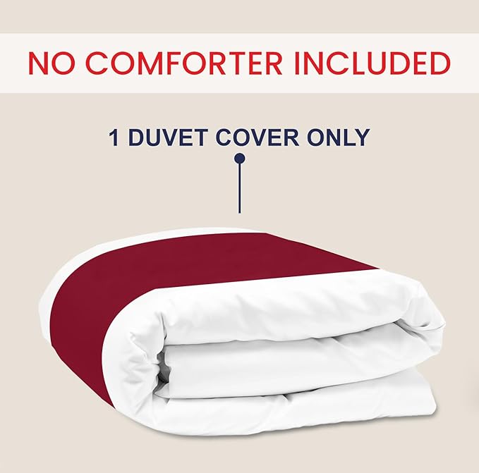 Kotton Culture 1 Pc Queen Size Duvet Cover Only -100% Egyptian Cotton Sateen 600 Thread Count Ultra Soft Premium Durable Comforter Cover Zipper Closure & Corner Ties (Snow Red, Queen/Full 90" X 90")