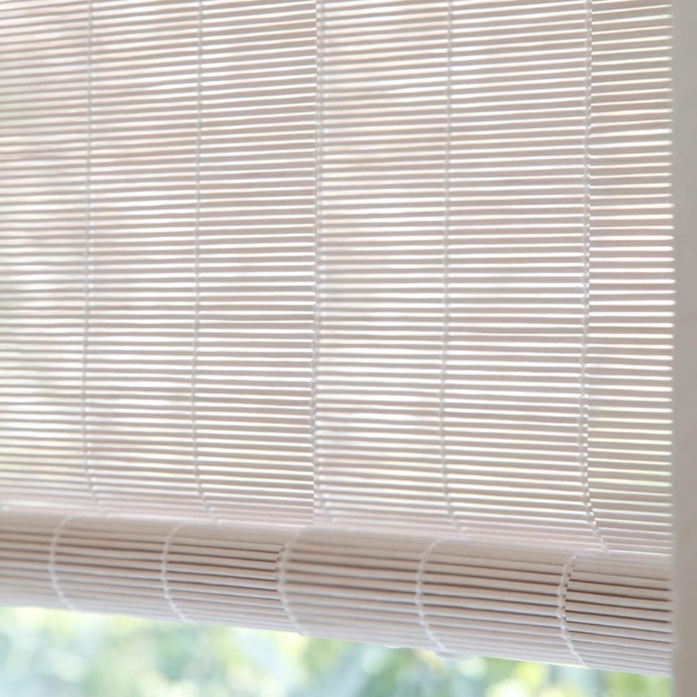 LETAU Cordless Wood Window Roller Shades, Bamboo Light Filtering Window Blinds for Outdoor Garden, Patio, Porch, Arbor, Pattern 11