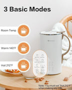 OK MOKKOM Automatic Nut Milk Maker 20 oz Soy Milk Maker, Homemade Almond, Oat, Coconut, Soy, Plant-Based Milk Dairy Free Beverages, Almond Milk Maker with Delay Start/Boild Water/Self Clean - White