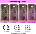 11 Inch Plant Pots with 2 x LED Grow Lights for Indoor Plants and 1 x Soil Moisture Meter - Complete Indoor Plant Care Set, 2 Pack Flower Pots with Drainage Holes and Plug, Gray
