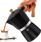 3 Cup Aluminum Moka Pot Classic Stovetop Espresso Coffee Maker 150ml 5oz Coffeemaker Percolator Mocha Pot Greca Coffee Maker Cafe Makers for Italian and Cuban Café Brewing Black