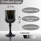 Plastic Wine Glasses，Plastic Goblets Vintage Style Cordial Drinking Glasses for Wedding Reception, Grand Event Party Supplies (48, Black)