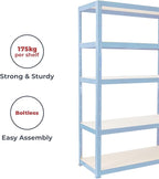 180cm x 120cm x 40cm, Blue 5 Tier (175KG Per Shelf), 875KG Capacity Extra Wide Garage Shed Storage Shelving Unit, 5 Year Warranty