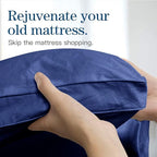 COONP California King Mattress Topper, Extra Thick Pillowtop, Cooling Plush Mattress Pad Cover Bed Topper Protector with 8-21 Inch Deep Pocket (Navy Blue, California King)