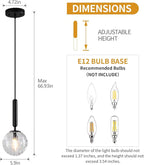 Modern Black Pendant Light Hanging Fixture Light for Kitchen Island Mid Century with Globe Pendant Light Clear Glass Pendant Lighting for Living Room Bedroom Entryway (2 Pack)
