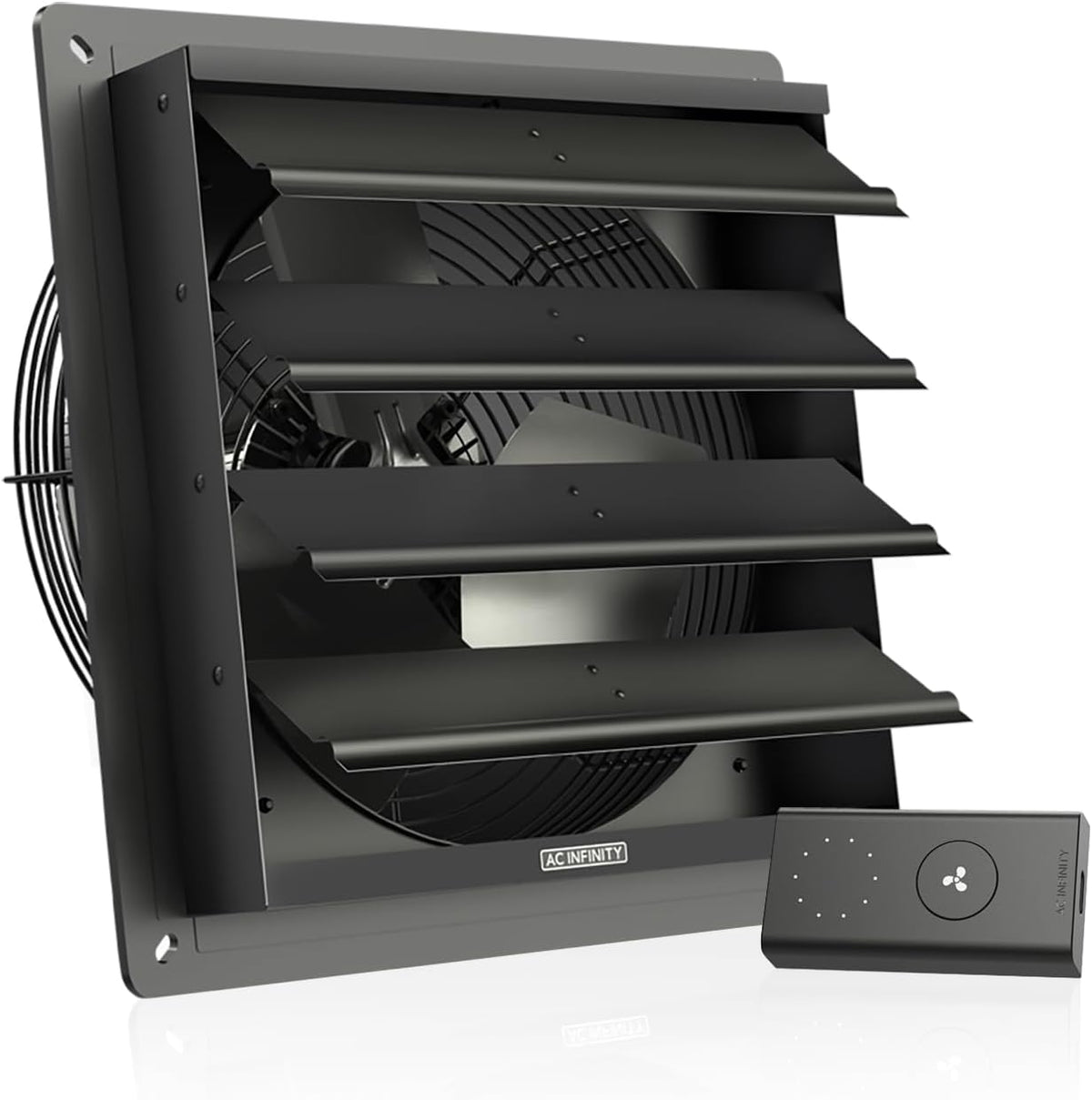 AC Infinity AIRLIFT S12, Shutter Exhaust Fan 12” with 10-Speed Controller, EC Motor - Wall Mount Ventilation and Cooling for Sheds, Attics, Workshops, and Greenhouses