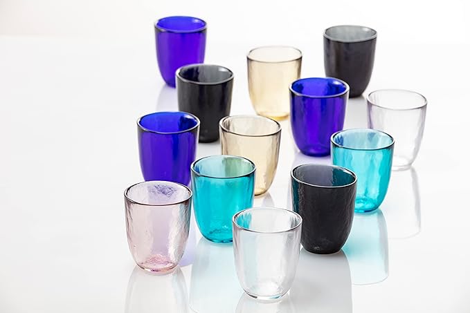 Fortessa Los Cabos Glass Drinkware Collection, 10 Ounce Tumbler (Set of 4), Lagoon Blue