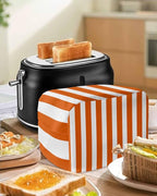 Toaster Cover 4 Slice Orange Stripes Toaster Oven Cover with Pockets Vertical Striped Dustproof Bakeware Protector Small Kitchen Appliance Dust Covers and Fingerprint Protection for Women