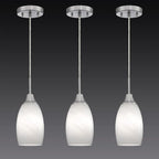 Mini Glass Pendant Light 4.72" White Glass Pendant Lights 3-Pack Handblown White Art Oval Glass Hanging Pendant Light for Kitchen Island Dining Room Living Foyer Hallway Entry