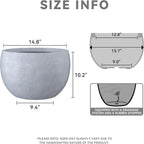 Kante 15.7" Dia Round Concrete Planter, Outdoor/Indoor Large Bowl Plant Pots with Drainage Hole and Rubber Plug for Garden Patio Balcony Home, Slate Gray