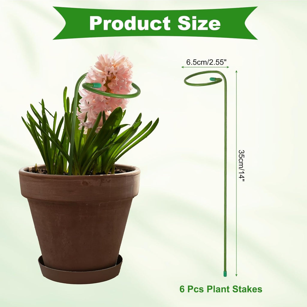 uxcell 6pcs Plant Support Stakes, 14inch Single Stem Stakes Garden Plant Cage Support Rings for Orchid Rose Tomato Peony Flowers