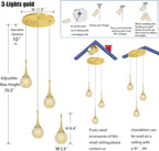 Flashing God 3 Pendant Lights Gold Farmhouse Light Fixtures Kitchen Island Lighting Small Crystal Hanging Chandeliers Modern Ceiling Pendant Light for Dinning Room Bedroom Hallway Bar