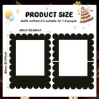 32 x 24 Inch Large Blank DIY Photo Booth Props Picture Frame Party Frame DIY Photo Booth Props Selfie for Birthday, Graduation, Christmas Holiday Party(Black,Scalloped)