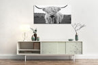 XXMWallArt FC3650 Highland Cow Canvas Art - Black and White Animal Wall Art for Living Room, Bedroom, Office Decor