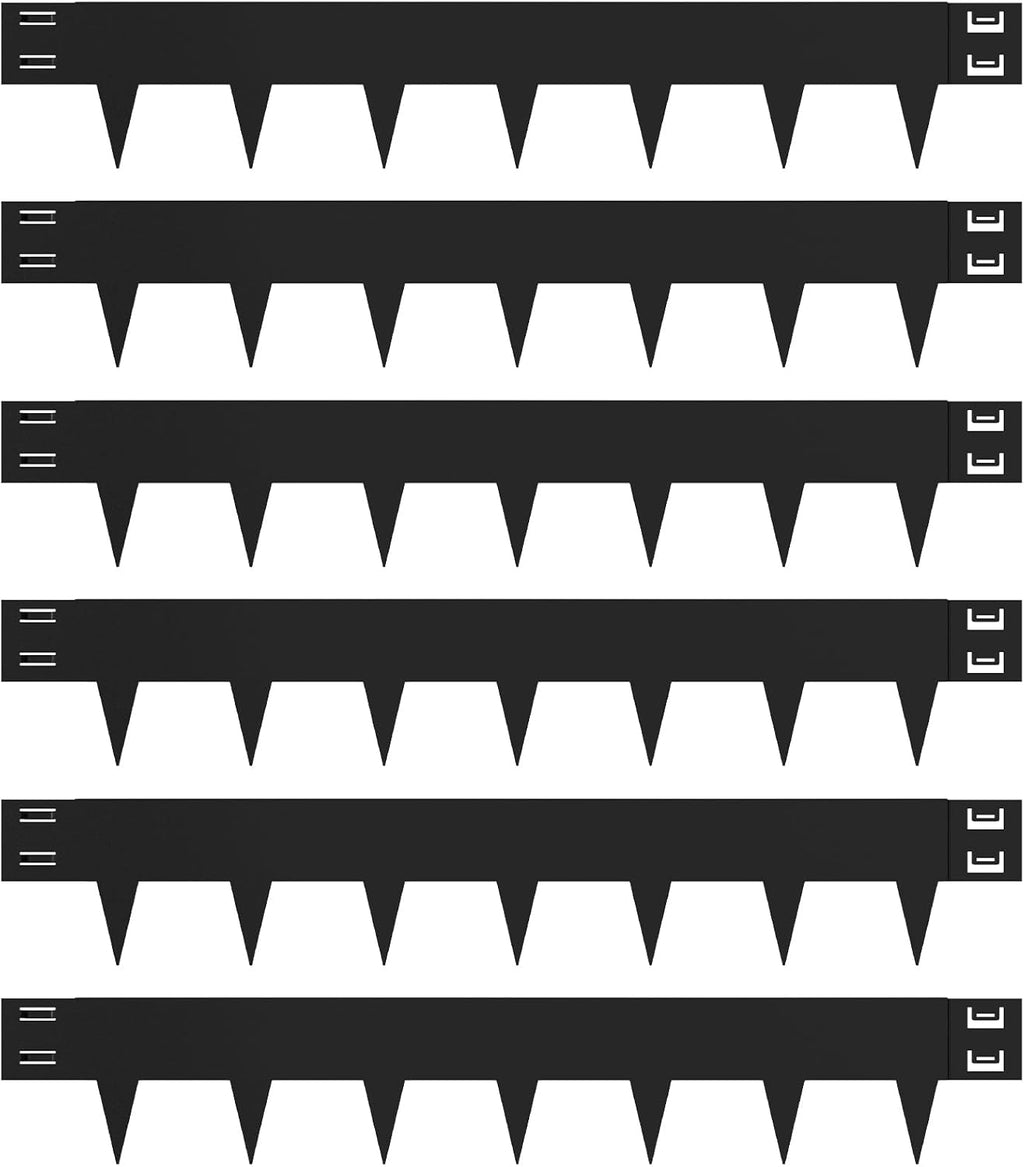 Galvanized Steel Landscape Edging - 40 Inch Strips, 6 Inch Depth, 6-Pack Black Bendable Metal Edging (20FT Total Length)